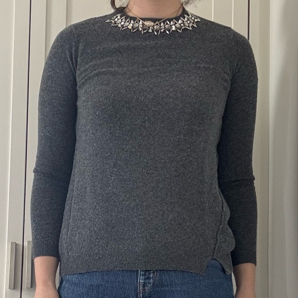 Rebecca Taylor Charcoal Sweater with silver Studded Neckline size XS
